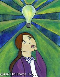 Woman w/ light bulb over head