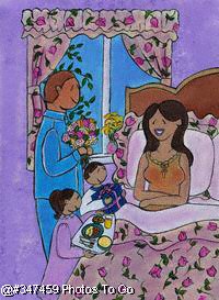 Illustration: Mothers Day breakfast in bed