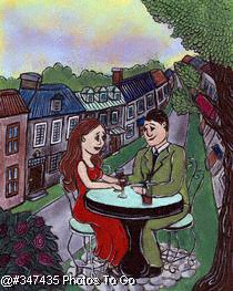Illustration: Romantic dinner at the cafe