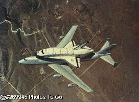Challenger Space Shuttle and airplane
